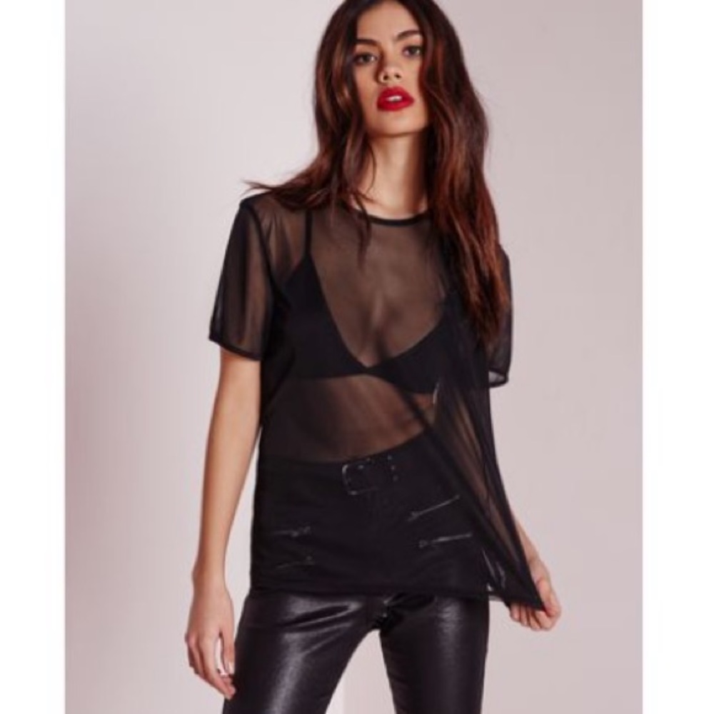 NWOT Mesh black t shirt